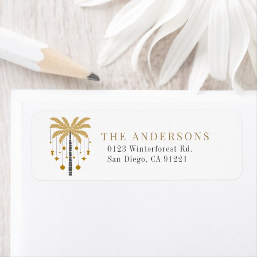 パームツリークリスマスホリデイ差出人住所ラベル ラベル (インサイチュ)
