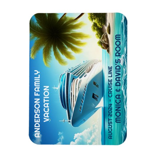 パームツリークルーズシップ海ファミリーバケーション マグネット (縦)