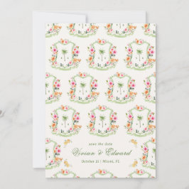 パームツリークレストモノグラムサマーボホビーチ結婚式 セーブザデート