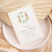 パームツリークレストモノグラムトロピカルビーチ結婚式 招待状