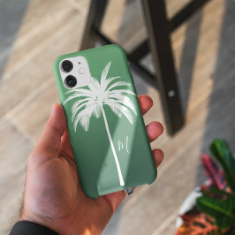 パームツリーグリーンホワイトトロピカルモノグラエレガントム iPhone 12 PROケース