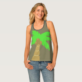 パームツリーグレーウィメンズレーサーバックタンクトップ タンクトップ