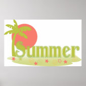 パームツリーサマーと太陽とビーチ ポスター (正面)