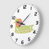 パームツリーサマーと太陽とビーチ ラージ壁時計 (傾斜)