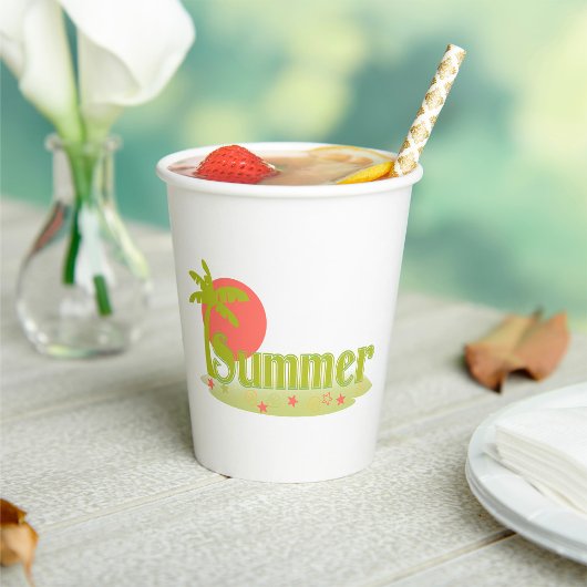 パームツリーサマーと太陽とビーチ 紙コップ