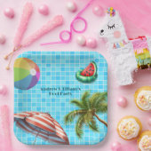 パームツリーサンアンブレラビーチボールプールパーティー ペーパープレート (パーティー)