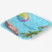 パームツリーサンアンブレラビーチボールプールパーティー ペーパープレート (傾斜あり)