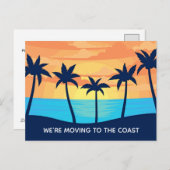 パームツリーサンセットアドレスの変更ビーチ移動 案内ポストカード (正面/裏面)