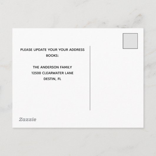 パームツリーサンセットアドレスの変更ビーチ移動 案内ポストカード (裏面)