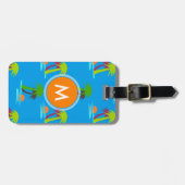 パームツリーサンセットシーパターンモノグラム荷物タグ ラゲッジタグ (正面横)