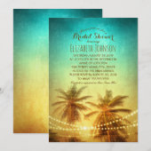 パームツリーサンセットビーチをテーマにした花嫁のシャワー 招待状 (正面/裏面)