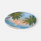 パームツリーサンセット | 熱帯ビーチ結婚式 ペーパープレート (アングル)