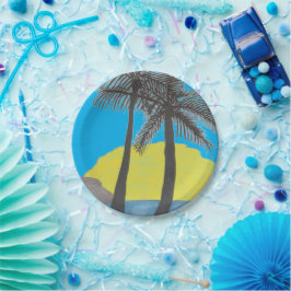 パームツリーサンライズシルエット ペーパープレート