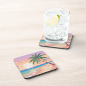 パームツリーサンライズビーチコースターセット コースター (右側)