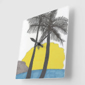 パームツリーサンライズ スクエア壁時計 (傾斜)