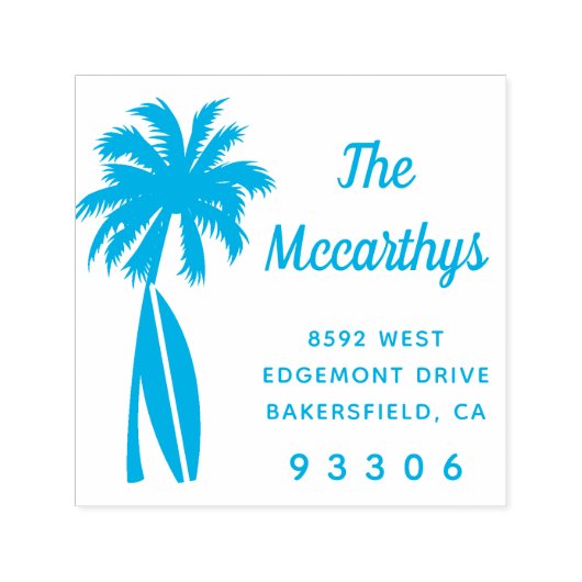 パームツリーサーフボードファミリー名差出人住所 セルフインキングスタンプ (デザイン)