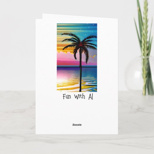 パームツリーシルエットとサンセット |記念日 カード (裏面)