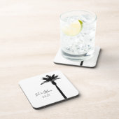 パームツリーシルエットカップル日付シモダンック コースター (右側)