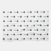 パームツリーシルエットパターンコースタルトラベルシック キッチンタオル (横)