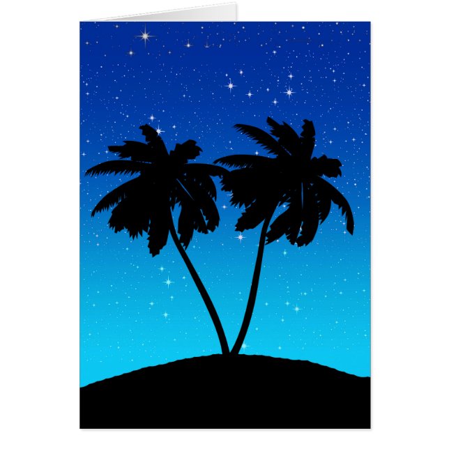 パームツリーシルエット夕べブルーと星 (正面)