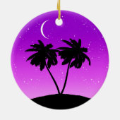 パームツリーシルエット、トワイライトパープル(星あり) C セラミックオーナメント (裏面)