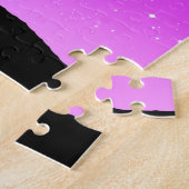 パームツリーシルエット、薄紫、星 ジグソーパズル (側面)