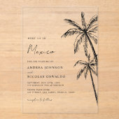 パームツリースケッチ旅行ビーチ宛先ウェディング アクリル招待状 (正面)