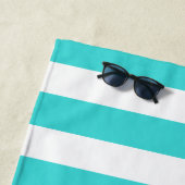 パームツリーストライプアクアモノグラム ビーチタオル (インサイチュ)