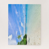 パームツリーズと美しい熱帯の島のビーチ ジグソーパズル (縦)