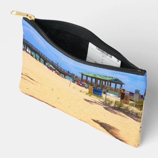 パームツリーズのシャドウプリントカットソーバッグ アクセサリーポーチ (見開き)