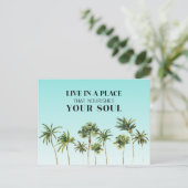 パームツリーズやる気を起こさせることわざアクアグラデーションムービング 案内ポストカード (スタンド正面)