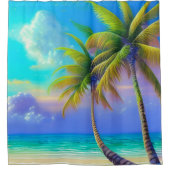 パームツリーズアズナイト秋トロピカル シャワーカーテン (正面)