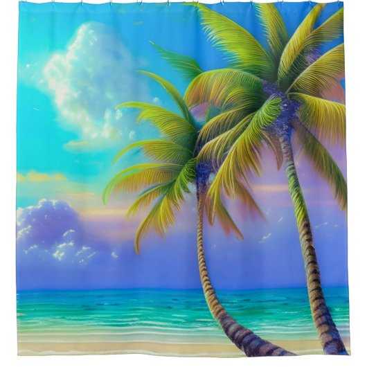 パームツリーズアズナイト秋トロピカル シャワーカーテン (正面)