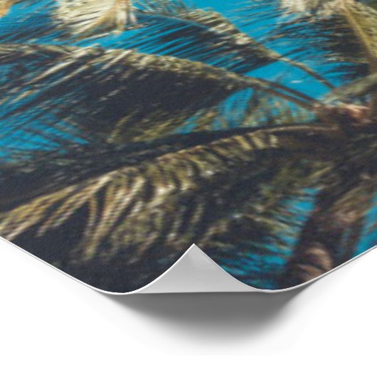 パームツリーズアットトロピカルビーチヴィンテージ ポスター (角)