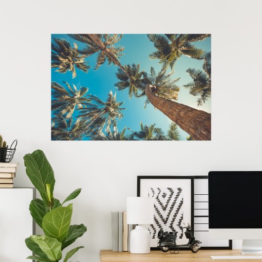パームツリーズアットトロピカルビーチヴィンテージ ポスター (ホームオフィス)