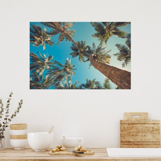 パームツリーズアットトロピカルビーチヴィンテージ ポスター (キッチン)