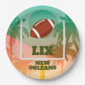 パームツリーズアンドサッカーアップライトパーティー ペーパープレート (正面)