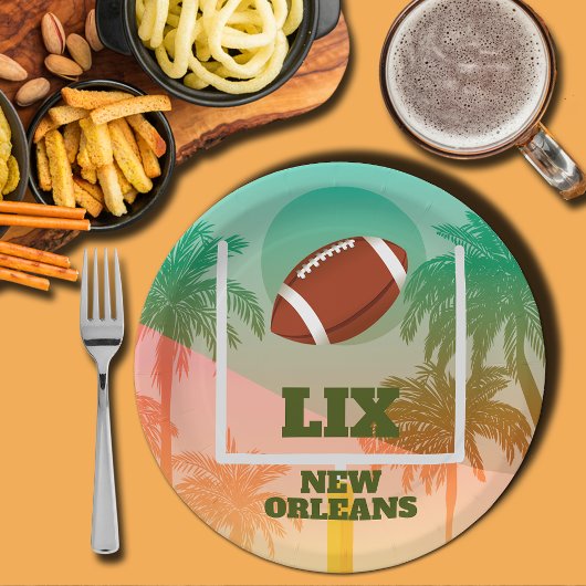 パームツリーズアンドサッカーアップライトパーティー ペーパープレート