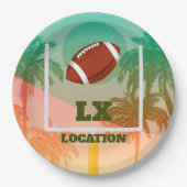 パームツリーズアンドサッカーアップライトパーティー ペーパープレート (正面)