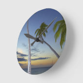 パームツリーズアンドサンセットプランテーションアイランドリゾート ラウンド壁時計 (傾斜)