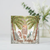 パームツリーズアンドサーフボードビーチクリスマス シーズンカード (スタンド正面)