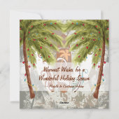 パームツリーズアンドサーフボードビーチクリスマス シーズンカード (裏面)