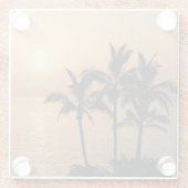 パームツリーズアンドロマンティックサンセット ガラスコースター (裏面)