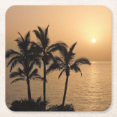 パームツリーズアンドロマンティックサンセット スクエアペーパーコースター (正面)