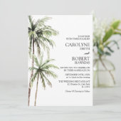 パームツリーズウォーターカラートロピカルビーチ結婚式 招待状 (スタンド正面)