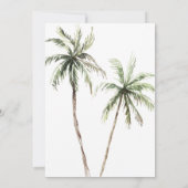 パームツリーズウォーターカラートロピカルビーチ結婚式 招待状 (裏面)