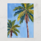 パームツリーズウォーターカラートロピカル ポストカード (正面)