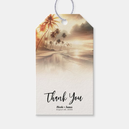 パームツリーズオレンジサンセットビーチ結婚式 ギフトタグ (正面)