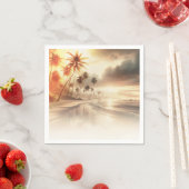 パームツリーズオレンジサンセットビーチ結婚式 スタンダードカクテルナプキン (インサイチュ)