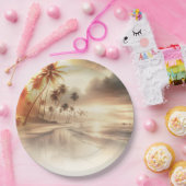 パームツリーズオレンジサンセットビーチ結婚式 ペーパープレート (パーティー)